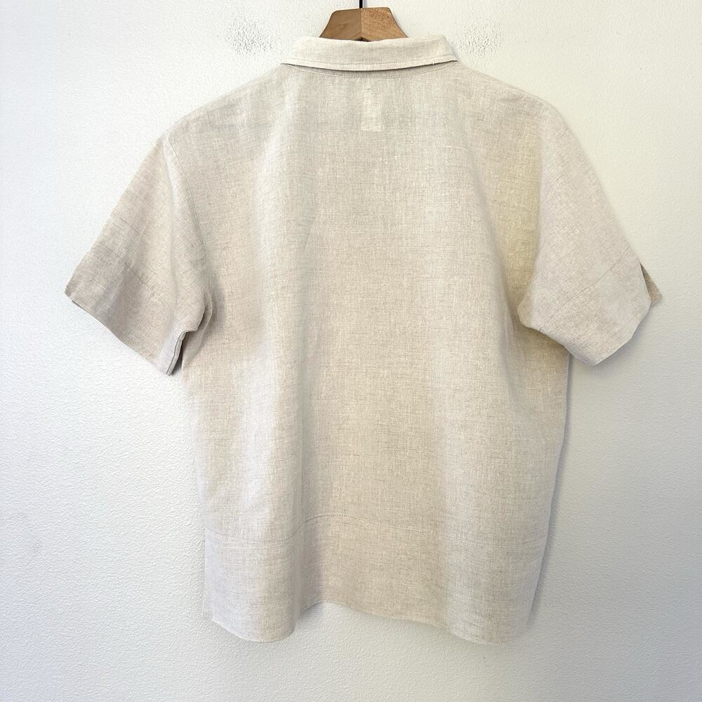 Vintage USA Made Coldwater Creek Linen Cotton Button Up Shirt M side-slit hem - Picture 8 of 10